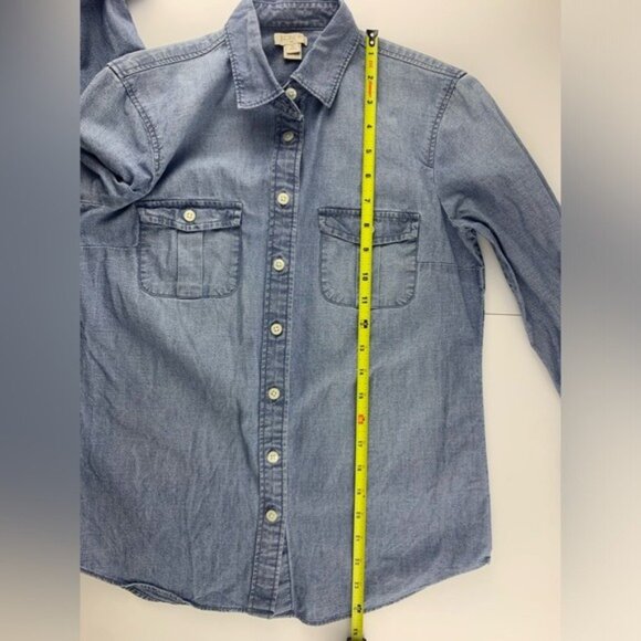 J. Crew Ladies Petite Chambray Shirt 100% Cotton Button-Up Casualwear Size‎ XS - Picture 12 of 16